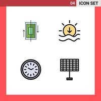 conjunto de 4 iconos modernos de la interfaz de usuario signos de símbolos para sincronizar la hora de la puesta del sol del teléfono de la cena elementos de diseño vectorial editables vector