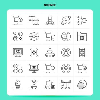 OutLine 25 Science Icon set Vector Line Style Design Black Icons Set Linear pictogram pack Web and Mobile Business ideas design Vector Illustration