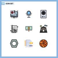 9 iconos creativos signos y símbolos modernos de búsqueda dinero dj plantilla catálogo elementos de diseño vectorial editables vector
