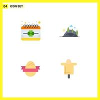 Pack of 4 Modern Flat Icons Signs and Symbols for Web Print Media such as calendar tree festival landscape egg Editable Vector Design Elements