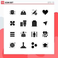 paquete de iconos de vector de stock de 16 signos y símbolos de línea para elementos de diseño de vector editables de día de inyección de documento de corazón similar