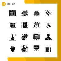 16 Icon Set Solid Style Icon Pack Glyph Symbols isolated on White Backgound for Responsive Website Designing Creative Black Icon vector background