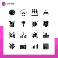 Glyph Icon set Pack of 16 Solid Icons isolated on White Background for responsive Website Design Print and Mobile Applications Creative Black Icon vector background