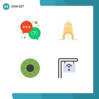 Group of 4 Modern Flat Icons Set for help healthy support usa tropical Editable Vector Design Elements