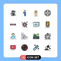 16 Universal Flat Color Filled Line Signs Symbols of chat equipment interface ball process Editable Creative Vector Design Elements