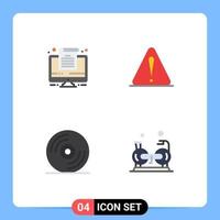 4 Universal Flat Icon Signs Symbols of computer music alert logistic exercise Editable Vector Design Elements