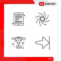 Creative Set of 4 Universal Outline Icons isolated on White Background Creative Black Icon vector background