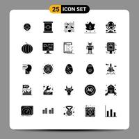 Pictogram Set of 25 Simple Solid Glyphs of interior mirror music giving leaf Editable Vector Design Elements