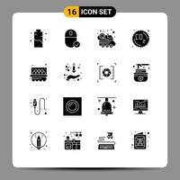 16 Universal Solid Glyphs Set for Web and Mobile Applications waste gas gadget co space car Editable Vector Design Elements