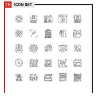 Set of 25 Modern UI Icons Symbols Signs for customization web strategy play play Editable Vector Design Elements