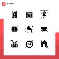 Set of 9 Vector Solid Glyphs on Grid for eid man architecture shirt drawing Editable Vector Design Elements