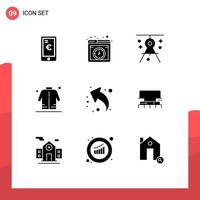 Set of 9 Vector Solid Glyphs on Grid for eid man architecture shirt drawing Editable Vector Design Elements