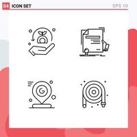 Mobile Interface Line Set of 4 Pictograms of insurance google safe education pin Editable Vector Design Elements