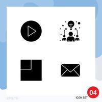 User Interface Pack of 4 Basic Solid Glyphs of multimedia mail idea layout sms Editable Vector Design Elements