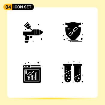 4 conjunto de glifos sólidos universales para aplicaciones web y móviles aerógrafo ventana artes flecha navegador elementos de diseño vectorial editables vector