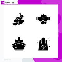 Solid Icon set Pack of 4 Glyph Icons isolated on White Background for Web Print and Mobile Creative Black Icon vector background