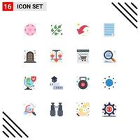 Pictogram Set of 16 Simple Flat Colors of panel report share paper homework Editable Pack of Creative Vector Design Elements