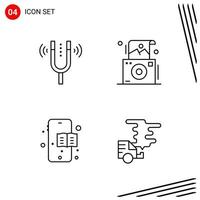 Collection of 4 Vector Icons in Line style Pixle Perfect Outline Symbols for Web and Mobile Line Icon Signs on White Background 4 Icons Creative Black Icon vector background