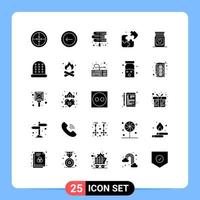 Universal Icon Symbols Group of 25 Modern Solid Glyphs of medicine puzzle interface pieces law Editable Vector Design Elements