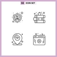 Universal Icon Symbols Group of 4 Modern Filledline Flat Colors of action internet user school iot Editable Vector Design Elements