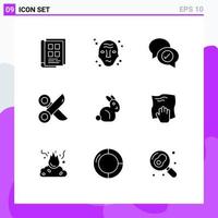 9 Universal Solid Glyphs Set for Web and Mobile Applications scissor cutting space cut mail Editable Vector Design Elements