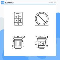 Modern 4 Line style icons Outline Symbols for general use Creative Line Icon Sign Isolated on White Background 4 Icons Pack Creative Black Icon vector background