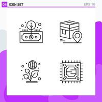 Set of 4 icons in Line style Creative Outline Symbols for Website Design and Mobile Apps Simple Line Icon Sign Isolated on White Background 4 Icons Creative Black Icon vector background