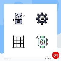 4 User Interface Filledline Flat Color Pack of modern Signs and Symbols of ipod setting player e watch Editable Vector Design Elements