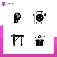 Glyph Icon set Pack of 4 Solid Icons isolated on White Background for responsive Website Design Print and Mobile Applications Creative Black Icon vector background