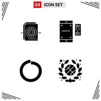 4 Icons Solid Style Grid Based Creative Glyph Symbols for Website Design Simple Solid Icon Signs Isolated on White Background 4 Icon Set Creative Black Icon vector background