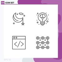 Universal Icon Symbols Group of 4 Modern Filledline Flat Colors of moon science night creative server Editable Vector Design Elements