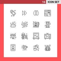 Universal Icon Symbols Group of 16 Modern Outlines of education river road rain forest Editable Vector Design Elements
