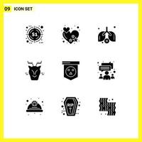 Pack of 9 creative Solid Glyphs of skull halloween pollution board canada Editable Vector Design Elements