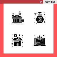 4 Icon Pack Solid Style Glyph Symbols on White Background Simple Signs for general designing Creative Black Icon vector background