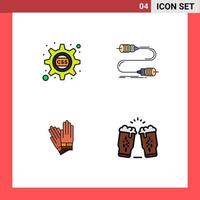 Mobile Interface Filledline Flat Color Set of 4 Pictograms of cascading gloves css gear interaction construction Editable Vector Design Elements