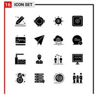 16 General Icons for website design print and mobile apps 16 Glyph Symbols Signs Isolated on White Background 16 Icon Pack Creative Black Icon vector background