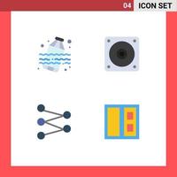 4 Universal Flat Icons Set for Web and Mobile Applications pollution building electric figure door Editable Vector Design Elements