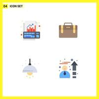 4 Universal Flat Icons Set for Web and Mobile Applications analysis home growth office bag lump Editable Vector Design Elements