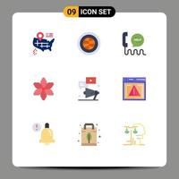 Set of 9 Modern UI Icons Symbols Signs for video plant call nature help Editable Vector Design Elements