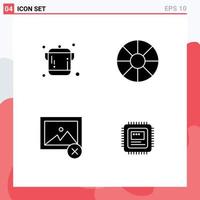 Group of 4 Solid Glyphs Signs and Symbols for cooking cpu holiday delete computer Editable Vector Design Elements