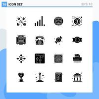 User Interface Pack of 16 Basic Solid Glyphs of screen file globe document exchange Editable Vector Design Elements