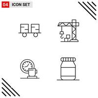 Pixle Perfect Set of 4 Line Icons Outline Icon Set for Webite Designing and Mobile Applications Interface Creative Black Icon vector background