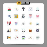 Universal Icon Symbols Group of 25 Modern Flat Colors of laser correction interior light diode Editable Vector Design Elements