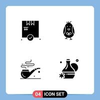 Universal Icon Symbols Group of 4 Modern Solid Glyphs of shopping st chicken happy jug Editable Vector Design Elements