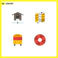 Modern Set of 4 Flat Icons Pictograph of devices tri smart home flyer bus Editable Vector Design Elements