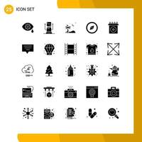 Pack of 25 creative Solid Glyphs of chat product ramadan install compass Editable Vector Design Elements