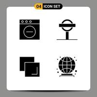 4 User Interface Solid Glyph Pack of modern Signs and Symbols of app layers road signs globe Editable Vector Design Elements