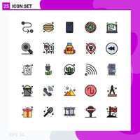 User Interface Pack of 25 Basic Filled line Flat Colors of computer engine smart phone setup gear Editable Vector Design Elements