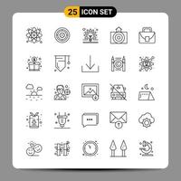 25 Black Icon Pack Outline Symbols Signs for Responsive designs on white background 25 Icons Set Creative Black Icon vector background
