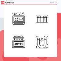 Set of 4 Modern UI Icons Symbols Signs for news journey youtube bottle rest Editable Vector Design Elements